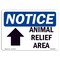 Signmission OSHA Notice, 5" Height, Animal Relief Area Up Arrow Sign With Symbol, 7" X 5", Landscape OS-NS-D-57-L-10149 - alternate 1